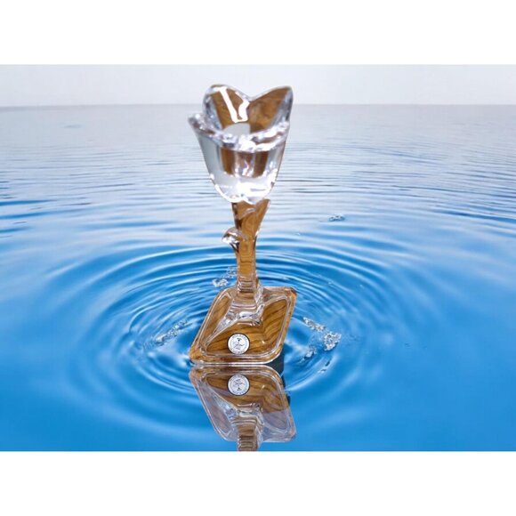 Vintage Toscani Antiques Ltd Tulip Candlesticks Set of Two 24% Lead Crystal 8" - Picture 4 of 10